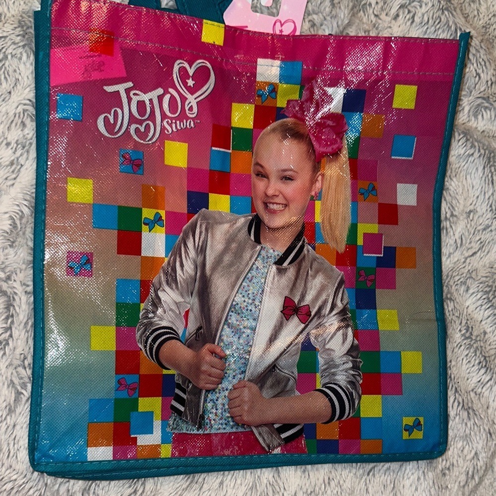 Nickelodeon JoJo Siwa Reusable Tote Bag Colorful Pixel Graphic Polypropylene New